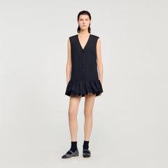 Sandro / Mini tailored dress with ruffle Black