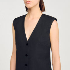 Sandro / Mini tailored dress with ruffle Black