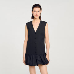Sandro / Mini tailored dress with ruffle Black