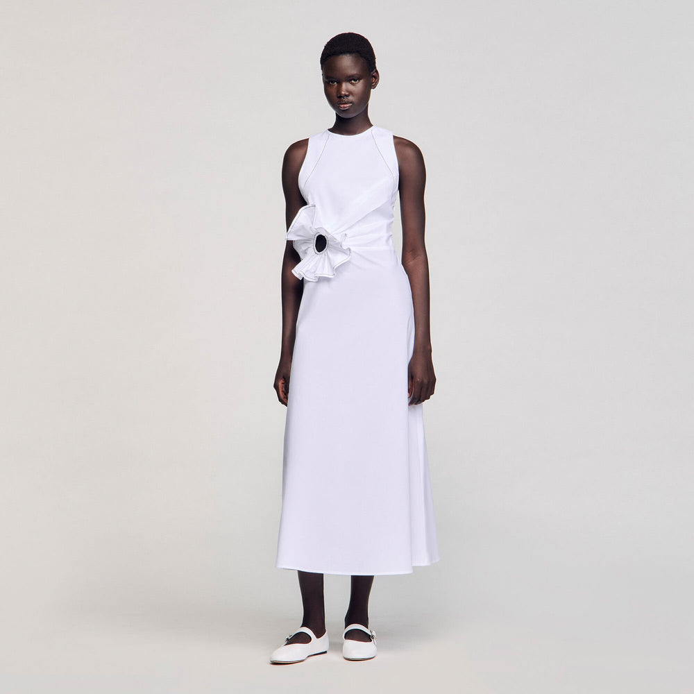 Sandro / Ruffled sleeveless maxi dress White