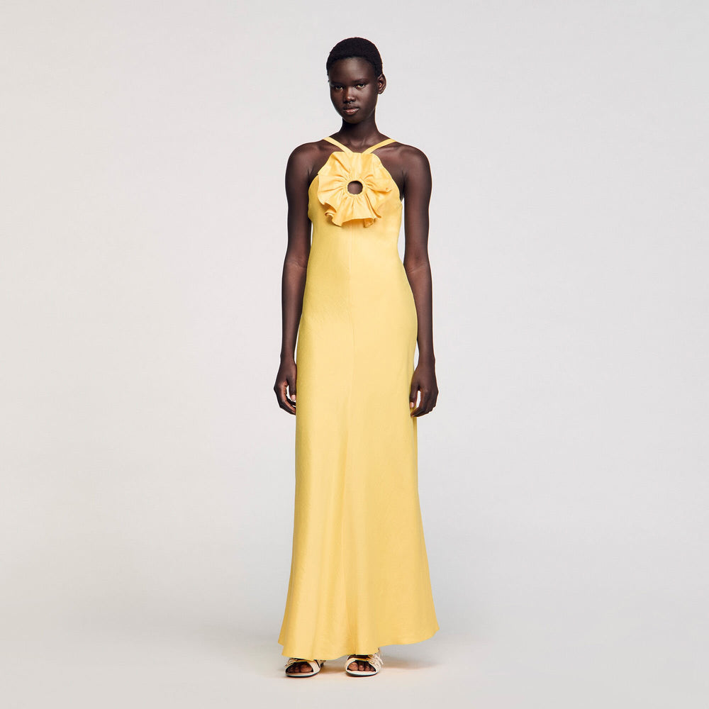 Sandro / Floral detail maxi dress Straw