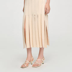 Sandro / Fringed knit maxi dress Ecru