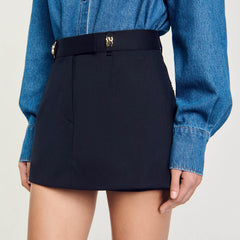 Sandro / Skort with decorative belt loops Navy Blue