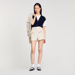 Sandro / Decorative tweed shorts Ecru / Lurex
