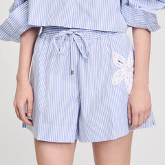 Sandro / Striped shorts with flower detail Sky Blue