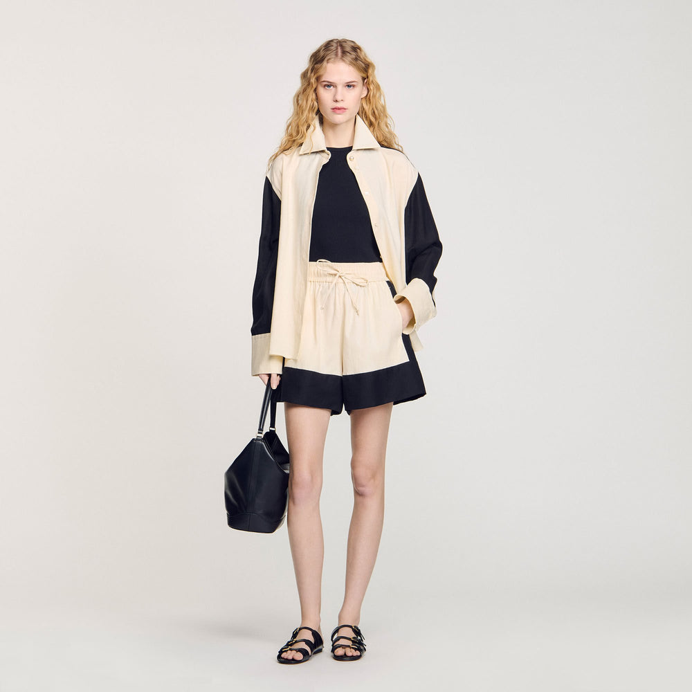 Sandro / Two-tone shorts Ecru