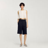 Sandro / Linen-blend Bermuda shorts Black