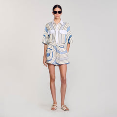 Sandro / Spiral-motif shorts Sky Blue