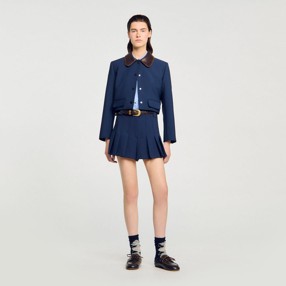 Sandro / Tailored pleated shorts Navy Blue