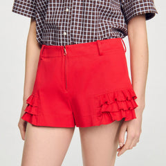 Sandro / Flared ruffled shorts Red
