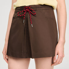 Sandro / Drawstring pleated skort Brown