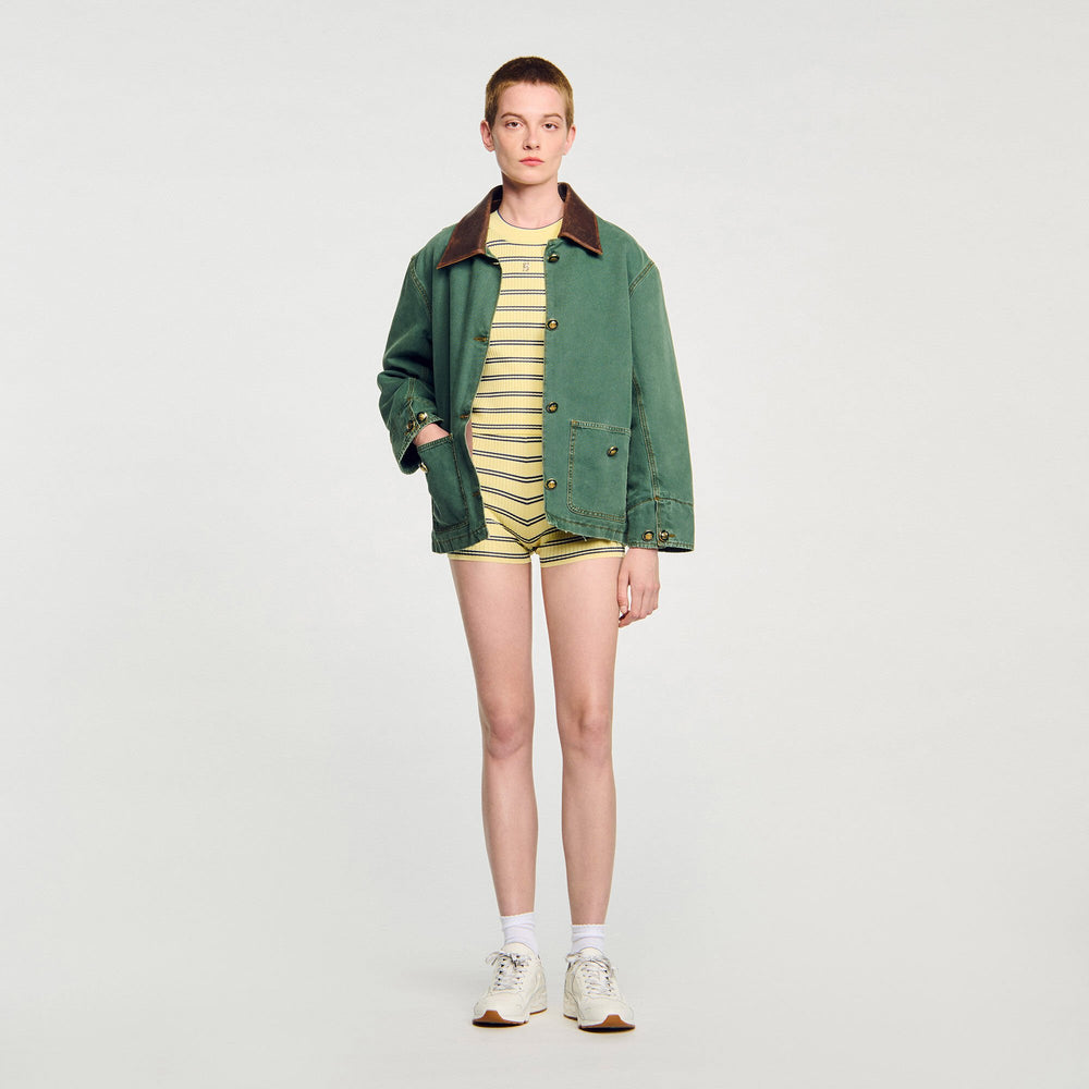 Sandro / Striped knit shorts Light Yellow