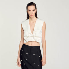 Sandro / Satin-effect crop top White