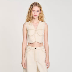 Sandro / Denim cropped jacket Sand
