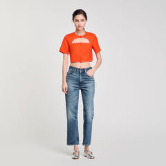 Sandro / Crop top with cutout design Orange