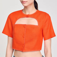 Sandro / Crop top with cutout design Orange