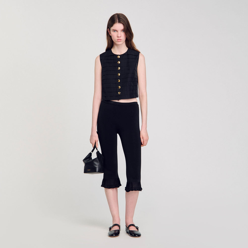 Sandro / Pleated crop top Black