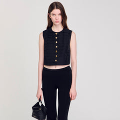 Sandro / Pleated crop top Black