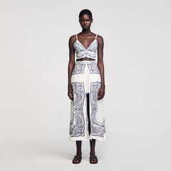Sandro / Bandana print crop top White / Blue