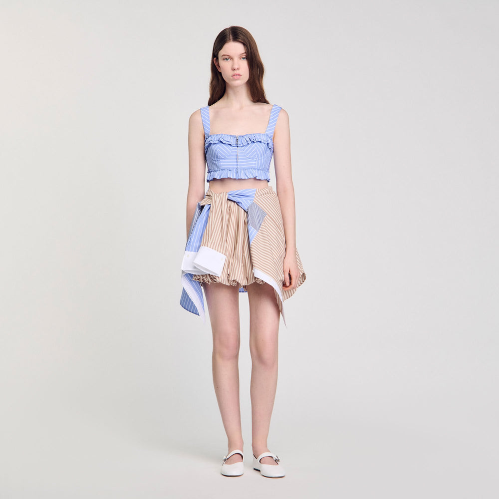 Sandro / Striped crop top Blu / White