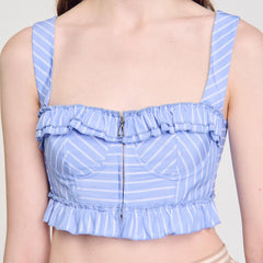 Sandro / Striped crop top Blu / White