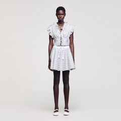 Sandro / Striped sleeveless crop top Blu / White