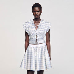 Sandro / Striped sleeveless crop top Blu / White