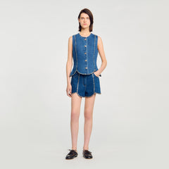 Sandro / Rhinestone denim top Blue Jean