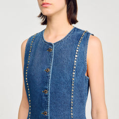 Sandro / Rhinestone denim top Blue Jean