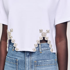Sandro / Rhinestone crop top White