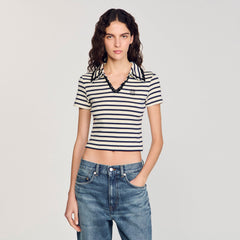 Sandro / Striped polo shirt Ecru / Navy