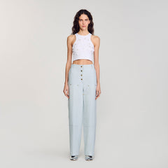 Sandro / Beaded and rhinestone tank top White