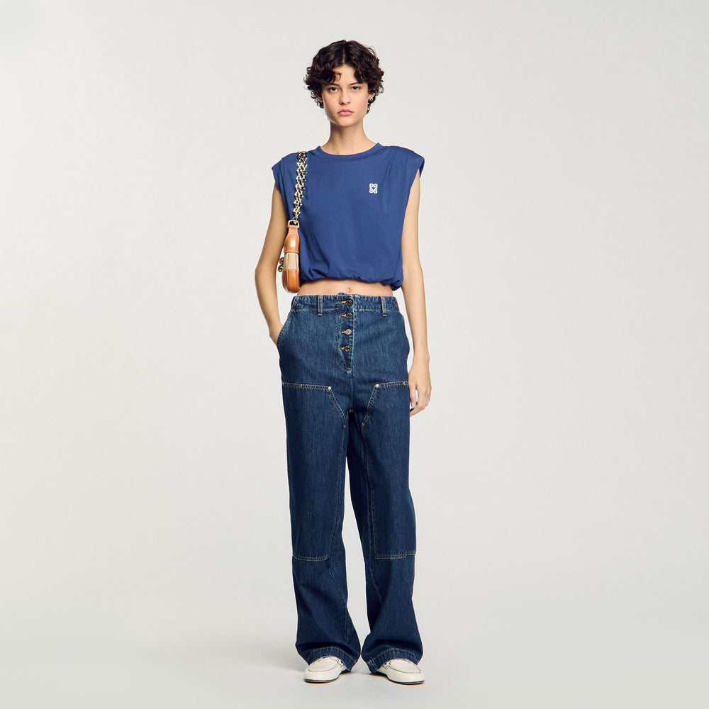Sandro / Short draped T-shirt Navy Blue
