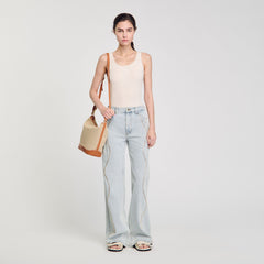 Sandro / Rib knit vest top Ecru