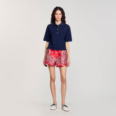 Sandro / Polo shirt with decorative buttons Navy Blue
