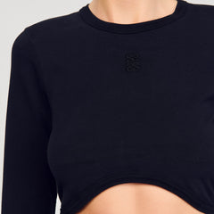 Sandro / Cropped embroidered T-shirt Black