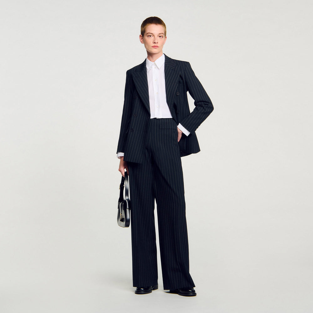 Sandro / Striped suit jacket Black