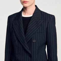Sandro / Striped suit jacket Black