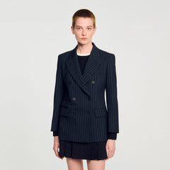 Sandro / Striped suit jacket Black