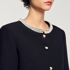 Sandro / Jacket with beaded collar Black