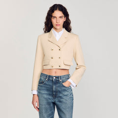 Sandro / Cropped buttoned jacket Sand