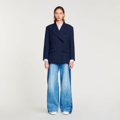 Sandro / Wool blend suit jacket Navy Blue