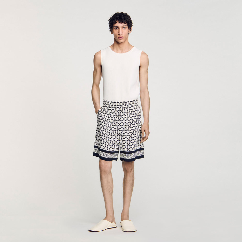 Sandro / Square Cross flowy bermuda shorts Black