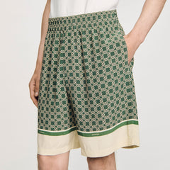 Sandro / Patterned Flowy Bermuda shorts Super Green