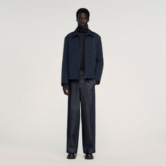 Sandro / Quilted zip-up jacket Navy Blue