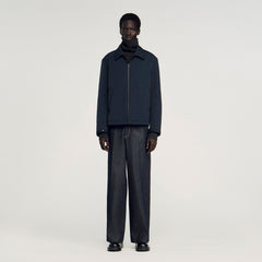 Sandro / Quilted zip-up jacket Navy Blue