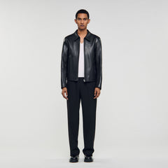 Sandro / Zip-up leather jacket Black