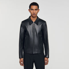 Sandro / Zip-up leather jacket Black