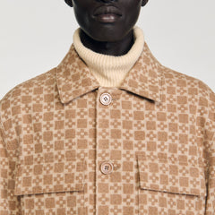 Sandro / Square Cross jacquard overshirt Camel