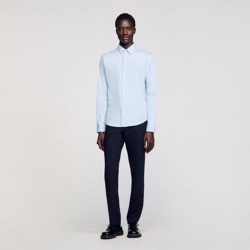Sandro / Fitted stretch cotton shirt Sky Blue